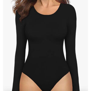 Women's MANGOPOP Bodysuit Size S Black Long Sleeve